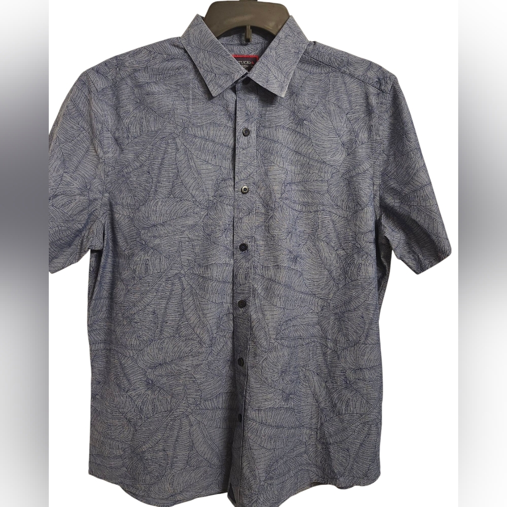 Untuckit Men's Grey Slim Fit Patterned Shirt